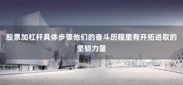 股票加杠杆具体步骤他们的奋斗历程里有开拓进取的坚韧力量