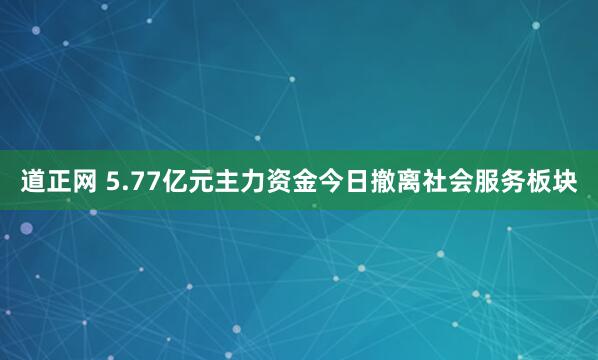 道正网 5.77亿元主力资金今日撤离社会服务板块